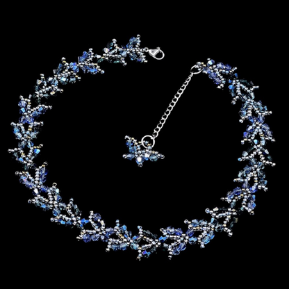 Original Handmade Blue Butterfly Crystal Choker Bead Necklace
