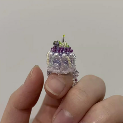 Handmade Beaded Jewelry Pig Jade Goose Grape Jelly Cake Ring and  Pendant