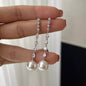 Pearl Dangle Earrings with Zirconia Crystals, Retro S925 Sterling Silver Earrings