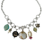 Vintage-Style Shell Flower Butterfly Bead Necklace with Aged Effect