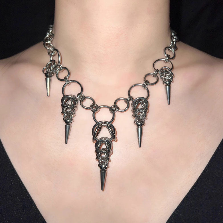 Handmade Titanium Steel Necklace Punk Gothic Thorns Metal Chain Necklace Jewelry for Men Women
