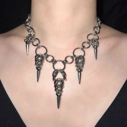 Handmade Titanium Steel Necklace Punk Gothic Thorns Metal Chain Necklace Jewelry for Men Women