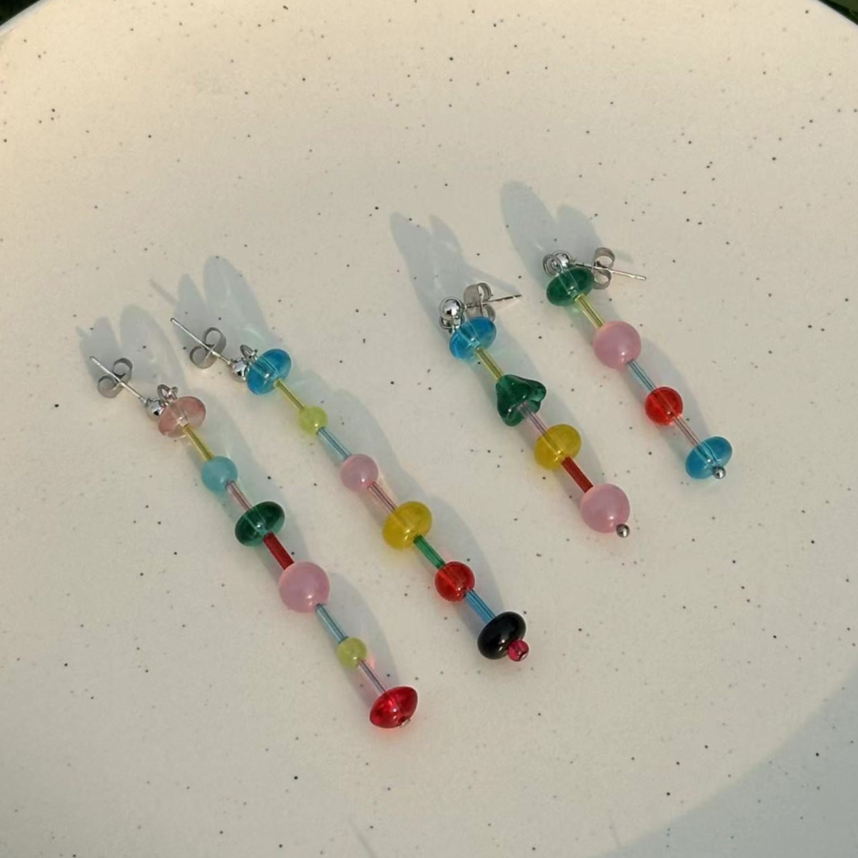 Coloured Glaze Earrings - Long Colorful Beads Earrings, Trendy Summer Beach Vacation Jewelry