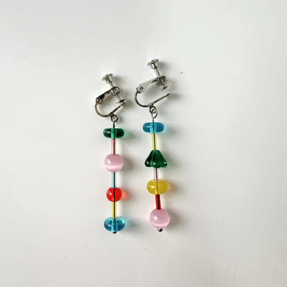 Coloured Glaze Earrings - Long Colorful Beads Earrings, Trendy Summer Beach Vacation Jewelry