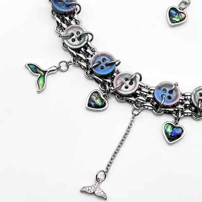 "Mermaid Tail" Button Choker Titanium Steel  Necklace, Dream Punk Neck Chain