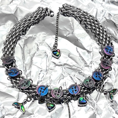 "Mermaid Tail" Button Choker Titanium Steel  Necklace, Dream Punk Neck Chain