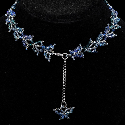 Original Handmade Blue Butterfly Crystal Choker Bead Necklace