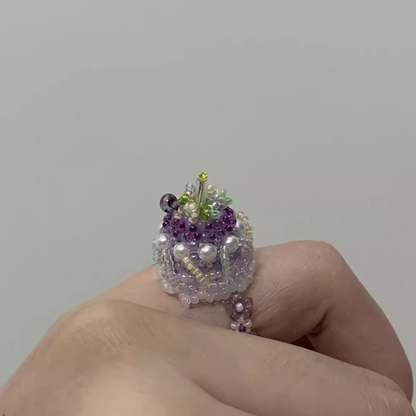 Handmade Beaded Jewelry Pig Jade Goose Grape Jelly Cake Ring and  Pendant
